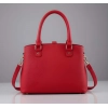 Women's PU Leather Solid Shoulder Zipper Handbag (Red)