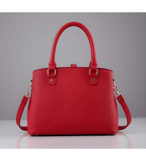 Women's PU Leather Solid Shoulder Zipper Handbag (Red)