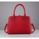 Women's PU Leather Solid Shoulder Zipper Handbag (Red)