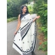 Women's Linen Printed Saree With Unstitched Blouse 5.5Mtr (White) Women's Linen Printed Saree With Unstitched Blouse 5.5Mtr (White)