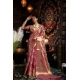 Women's Organza Woven Saree With Unstitched Blouse 5.5Mtr (Purple)