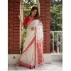 Women's Soft Lilan Printed Saree With Unstitched Blouse 5.5Mtr (White) Women's Soft Lilan Printed Saree With Unstitched Blouse 5.5Mtr (White)