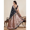 Women's Faux_Banarasi_Silk Woven Saree With Unstitched Blouse 5.5Mtr (Black) Women's Faux_Banarasi_Silk Woven Saree With Unstitched Blouse 5.5Mtr (Black)