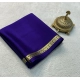Women's Crepe Chit Pallu Solid Saree With Unstitched Blouse 5.5Mtr (Dark Purple)