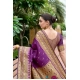 Women's Silk Blend Zari Woven Saree With Unstitched Blouse 5.5Mtr (Purple)