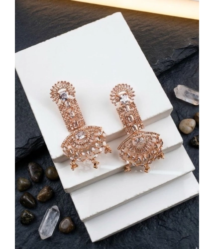 Women's Brass Silver Plated Drop Earrings (White)
