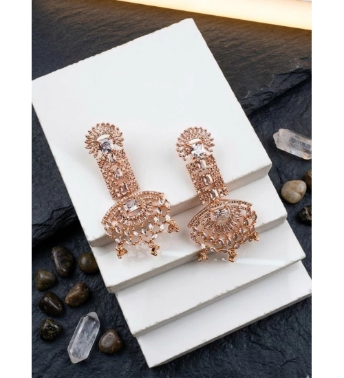 Women's Brass Silver Plated Drop Earrings (White)