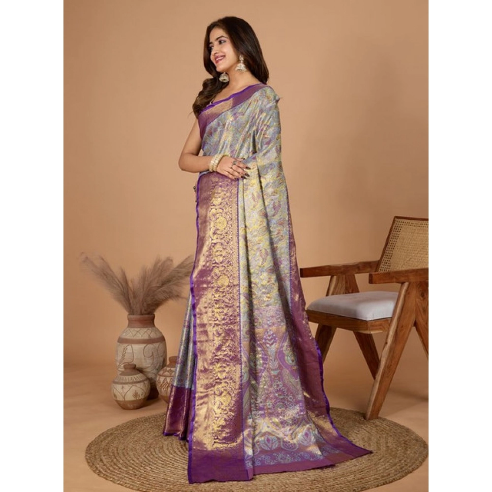 Women's Jacquard Saree With Unstitched Blouse 5.5Mtr (Multicolor) Women's Jacquard Saree With Unstitched Blouse 5.5Mtr (Multicolor)
