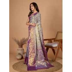 Women's Jacquard Saree With Unstitched Blouse 5.5Mtr (Multicolor)