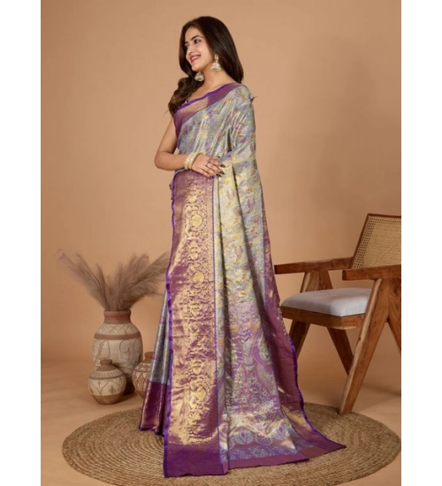 Women's Jacquard Saree With Unstitched Blouse 5.5Mtr (Multicolor)