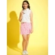 Girl's Polyester Lurex Printed Sleeveless Top Set (Pink-White) Girl's Polyester Lurex Printed Sleeveless Top Set (Pink-White)