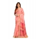 Women's Linen Cotton Printed Ready To Wear With Pocket Saree With Unstitched Blouse 5.5 Mtr (Peach)
