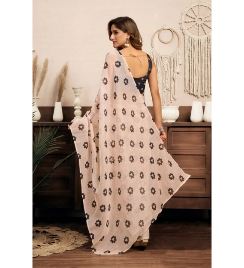 Women's Linen Cotton Printed Ready To Wear Saree With Unstitched Blouse 5.5 Mtr (Light_Peach) Women's Linen Cotton Printed Ready To Wear Saree With Unstitched Blouse 5.5 Mtr (Light_Peach)
