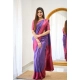 Women's Soft Lichi Silk Printed Saree With Unstitched Blouse 5.5Mtr (Purple)