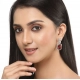 Women's Brass Silver Plated Drop Earrings (Red)