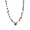 Women's Brass Silver Plated Necklace set (Green)