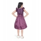Girl's Satin Printed Sleeve Less Round Neck Dress (Purple)