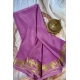 Women's Crepe Chit Pallu Solid Saree With Unstitched Blouse 5.5Mtr (Pink)