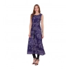 Women's Casual Crepe Sleeveless Slit Dress (Navy Blue)