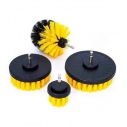 Pack Of 4 Plastic Solid Power Drill Scrub Brush Cleaning Set (Yellow-Black)