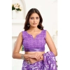 Women's Faux Linen Floral Print Ready to wear Saree With Unstitched Blouse 5.5Mtr (Purple) Women's Faux Linen Floral Print Ready to wear Saree With Unstitched Blouse 5.5Mtr (Purple)