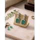 Women's Brass Silver Plated Drop Earrings (Green)