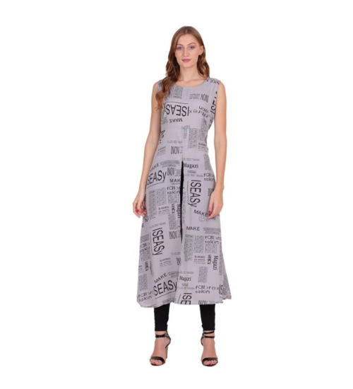 Women's Casual Crepe Sleeveless Slit Dress (Light Grey)