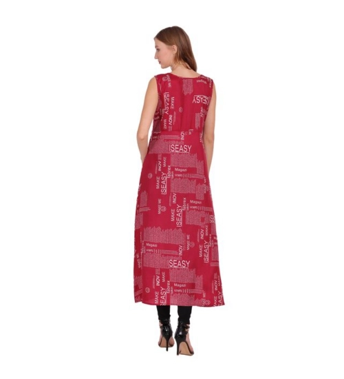 Women's Casual Crepe Sleeveless Slit Dress (Maroon) Women's Casual Crepe Sleeveless Slit Dress (Maroon)