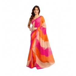 Women's Linen Cotton Printed Ready To Wear Saree With Unstitched Blouse 5.5 Mtr (Multicolor)