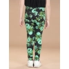Girl's Cotton Lycra Floral Elasticated Jeggings (Black-Green) Girl's Cotton Lycra Floral Elasticated Jeggings (Black-Green)