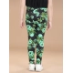 Girl's Cotton Lycra Floral Elasticated Jeggings (Black-Green) Girl's Cotton Lycra Floral Elasticated Jeggings (Black-Green)