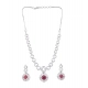 Women's Brass Silver Plated Necklace set (Red)