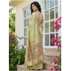 Women's Linen Cotton Printed Saree With Unstitched Blouse 5.5Mtr (Light Green)