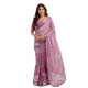 Women's Faux Linen Floral Print Ready to wear Saree With Unstitched Blouse 5.5Mtr (Pink) Women's Faux Linen Floral Print Ready to wear Saree With Unstitched Blouse 5.5Mtr (Pink)