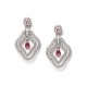 Women's Brass Silver Plated Drop Earrings (Red)