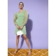 Women's Organza And Polyester Lycra Solid Long Sleeves Dress (Green)