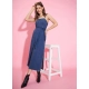 Women's Denim Solid Shoulder Straps Dress (Blue) Women's Denim Solid Shoulder Straps Dress (Blue)