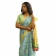 Women's Linen Printed Saree With Unstitched Blouse 5.5Mtr (Blue)