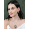 Women's Brass Silver Plated Pendant Set (Green)