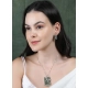 Women's Brass Silver Plated Pendant Set (Green)