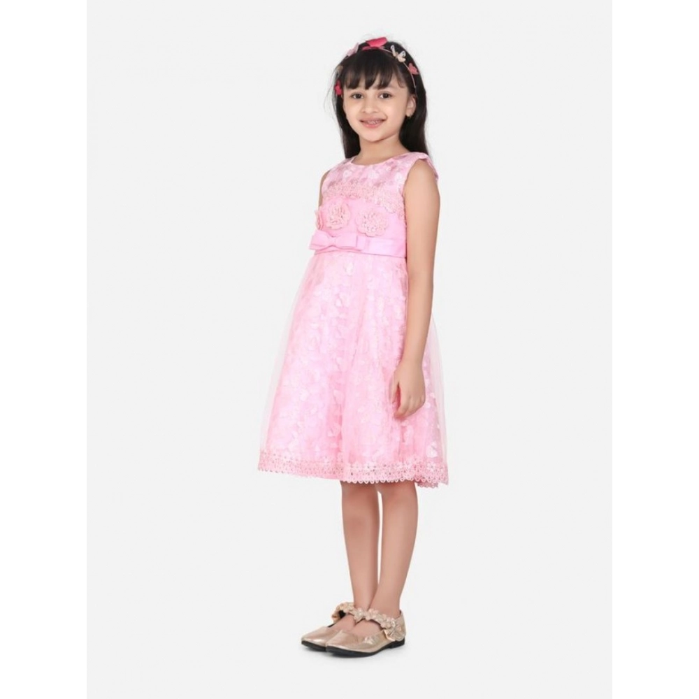 Girl's Net Embroidered Sleeveless Dress (Pink) Girl's Net Embroidered Sleeveless Dress (Pink)
