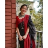 Women's Soft Lilan Printed Saree With Unstitched Blouse 5.5Mtr (Black)