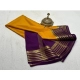Women's Crepe Chit Pallu Solid Saree With Unstitched Blouse 5.5Mtr (Gold)