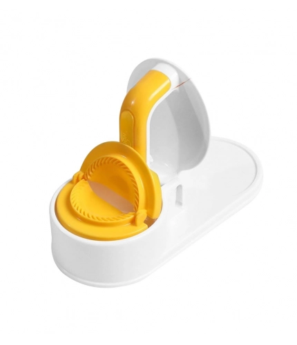 Plastic Solid Dumpling Maker Mold Press (Yellow-White)