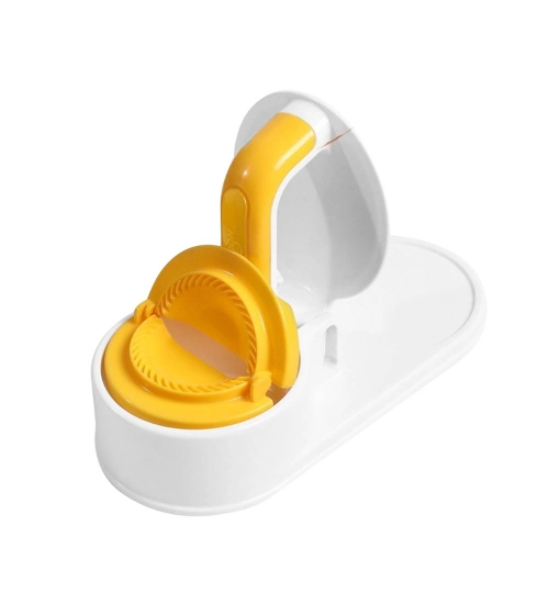 Plastic Solid Dumpling Maker Mold Press (Yellow-White)