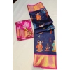 Women's Digital Dolla Silk Printed Saree With Unstitched Blouse 5.5Mtr (Navy Blue) Women's Digital Dolla Silk Printed Saree With Unstitched Blouse 5.5Mtr (Navy Blue)