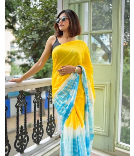Women's Linen Printed Saree With Unstitched Blouse 5.5Mtr (Multicolor) Women's Linen Printed Saree With Unstitched Blouse 5.5Mtr (Multicolor)