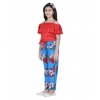 Girl's Rayon Floral Short Sleeve Top and Trouser Set (Multicolor)