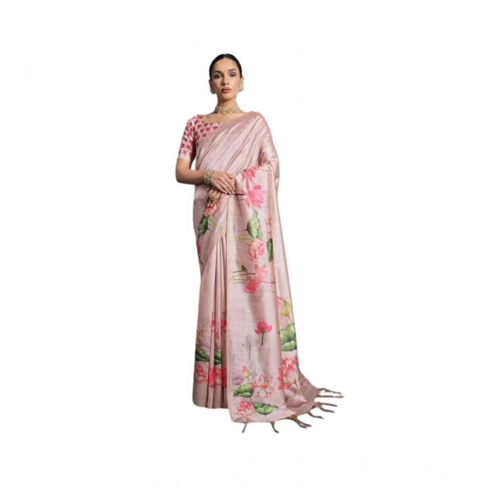 Women's Cotton Printed Saree With Unstitched Blouse 5.5 Mtr (Pink) Women's Cotton Printed Saree With Unstitched Blouse 5.5 Mtr (Pink)