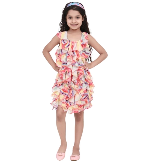 Girl's Chiffon Ruffled Sleeveless Dress (Multicolor) Girl's Chiffon Ruffled Sleeveless Dress (Multicolor)